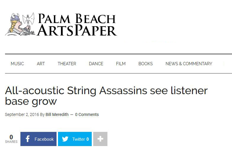 Palm Beach ArtsPaper – All-acoustic String Assassins